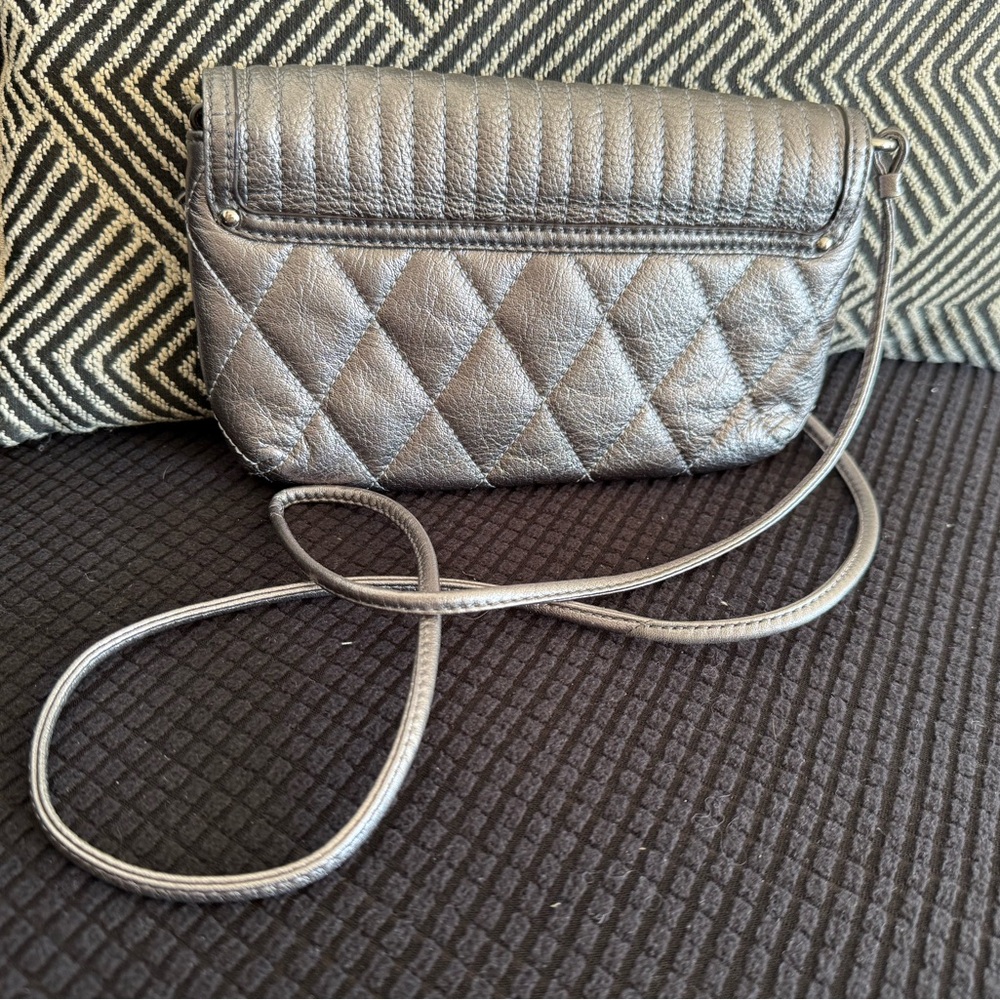 Coach Metallic Silver Quilted Shoulder Bag - Picture 6 of 8
